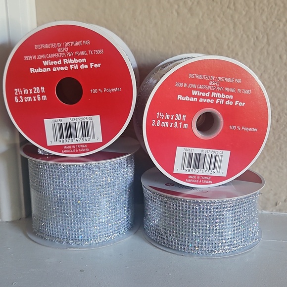 Celebrate It Other - 4 Rolls of Celebrate it - Wired Silver Net Mesh Ribbon